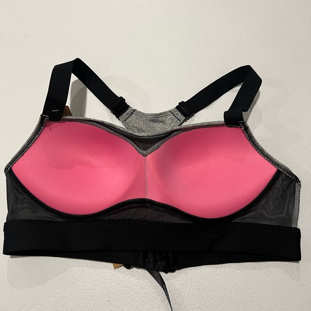 Active USA Heathered Gray and Black Sports yoga athletic Bra L - Picture 11 of 12